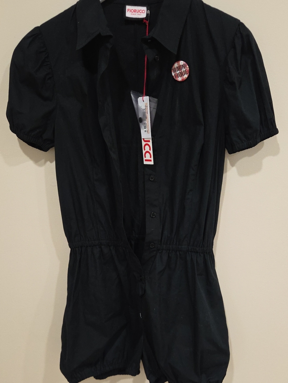 Fiorucci Black Short Sleeve Button Romper